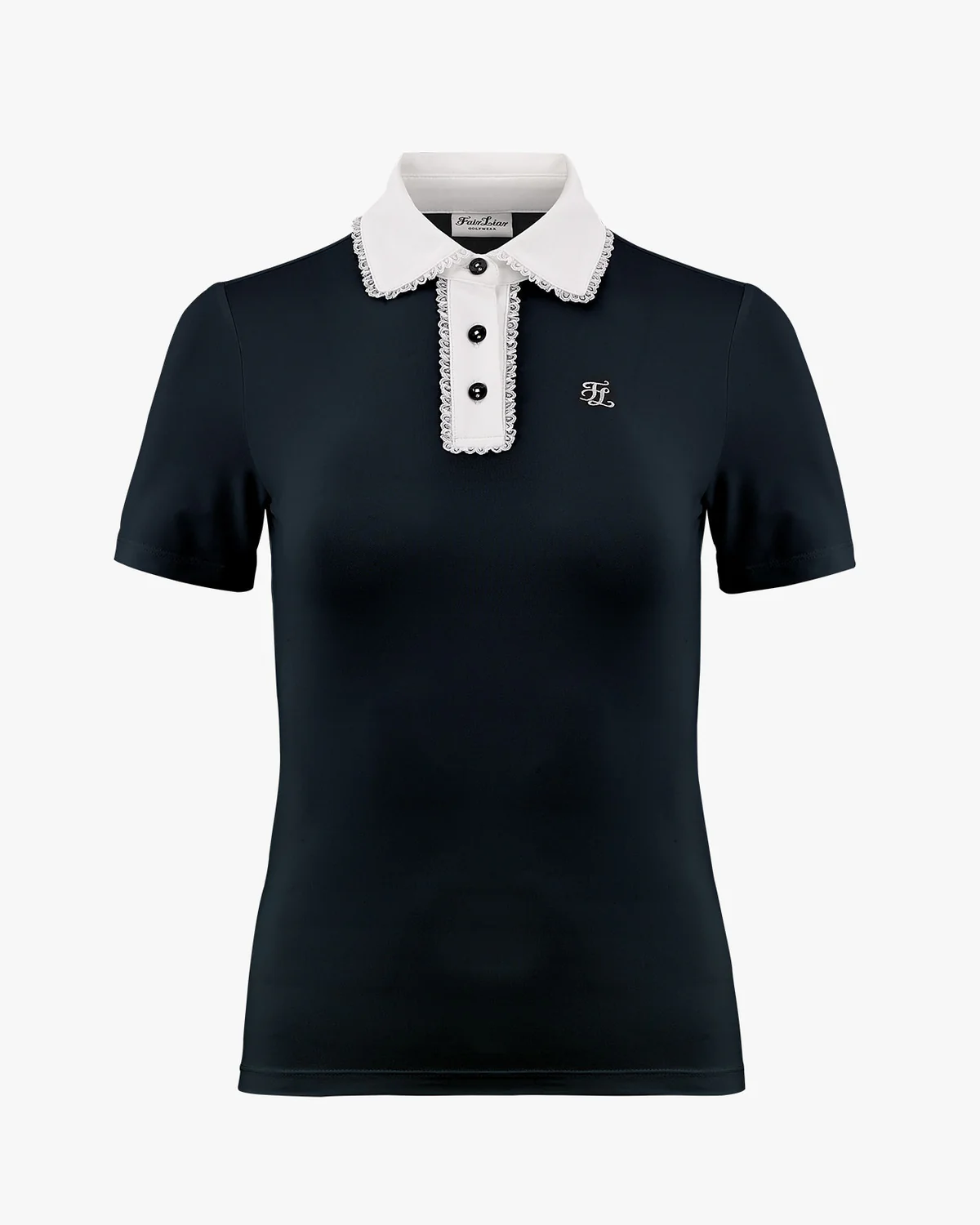[Fairliar] Lace Point Collar T-Shirt – dark navy