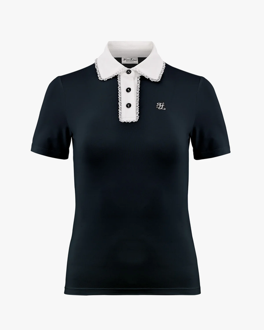 [Fairliar] Lace Point Collar T-Shirt – dark navy