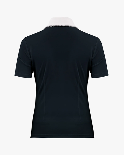 [Fairliar] Lace Point Collar T-Shirt – dark navy