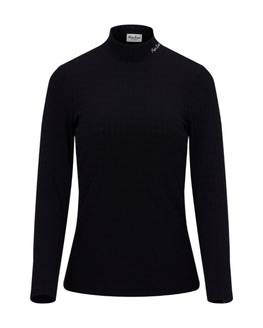 Women's black knit mock neck top by Fairliar