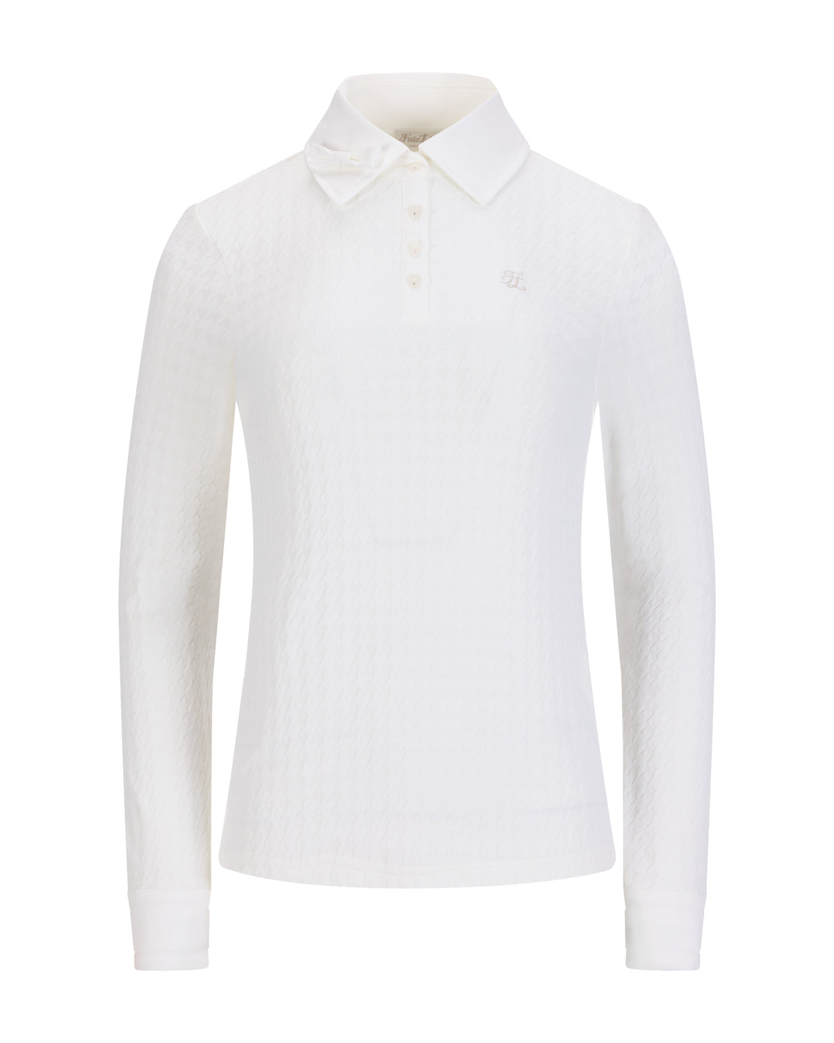 Women's white polo blouse with bow detail by Fairliar
