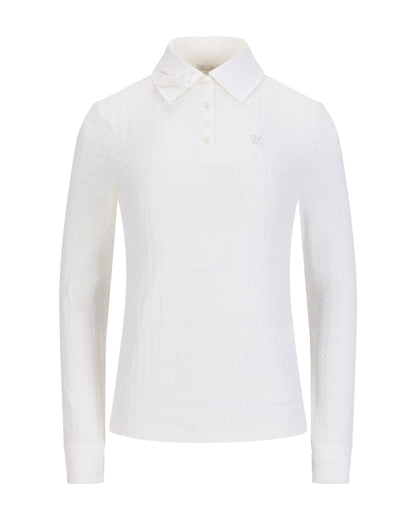 Women's white polo blouse with bow detail by Fairliar