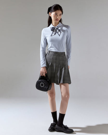 Grey plaid pleated skirt by Fairliar