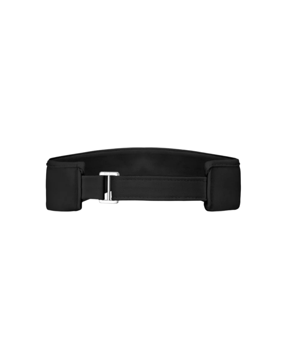 Fairliar black visor with pearl-accented brim and matching scrunchie