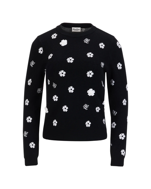 Women's black floral jacquard sweater by Fairliar
