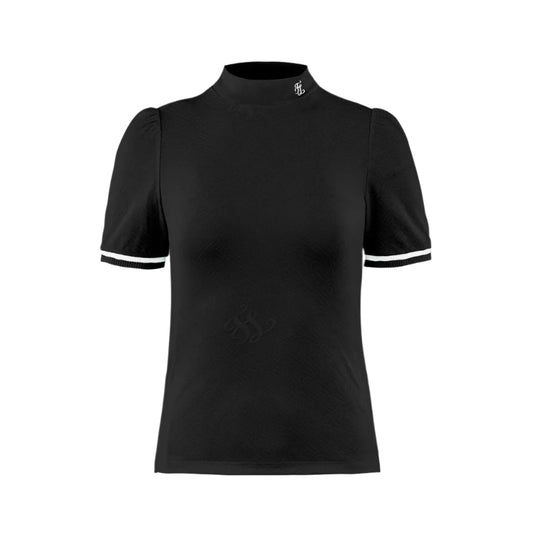 Women's black mock neck top by Fairliar