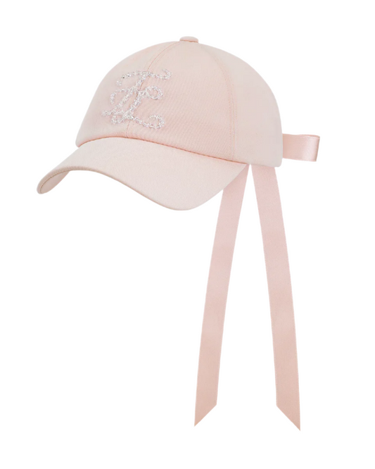 Fairliar blush pink beaded ribbon cap