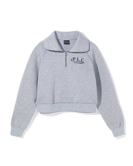 Women's quarter-zip pullover in grey melange by Fairliar