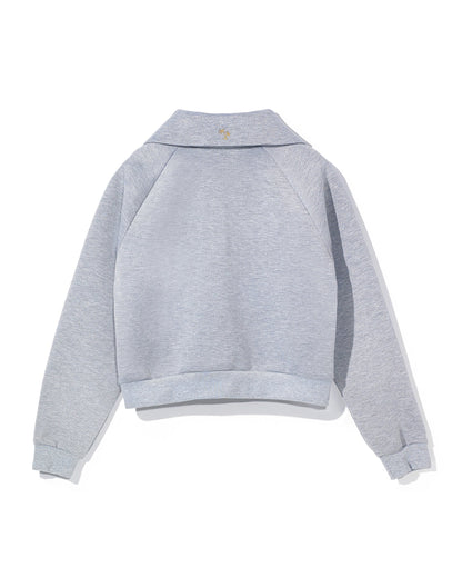 Women's quarter-zip pullover in grey melange by Fairliar