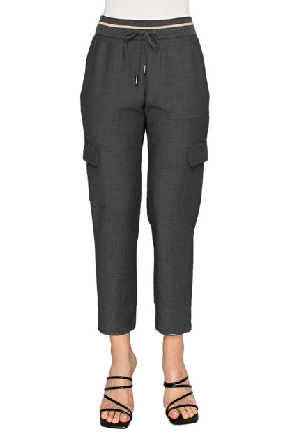 Women's grey cargo-style jogger pants - Korean Fashion