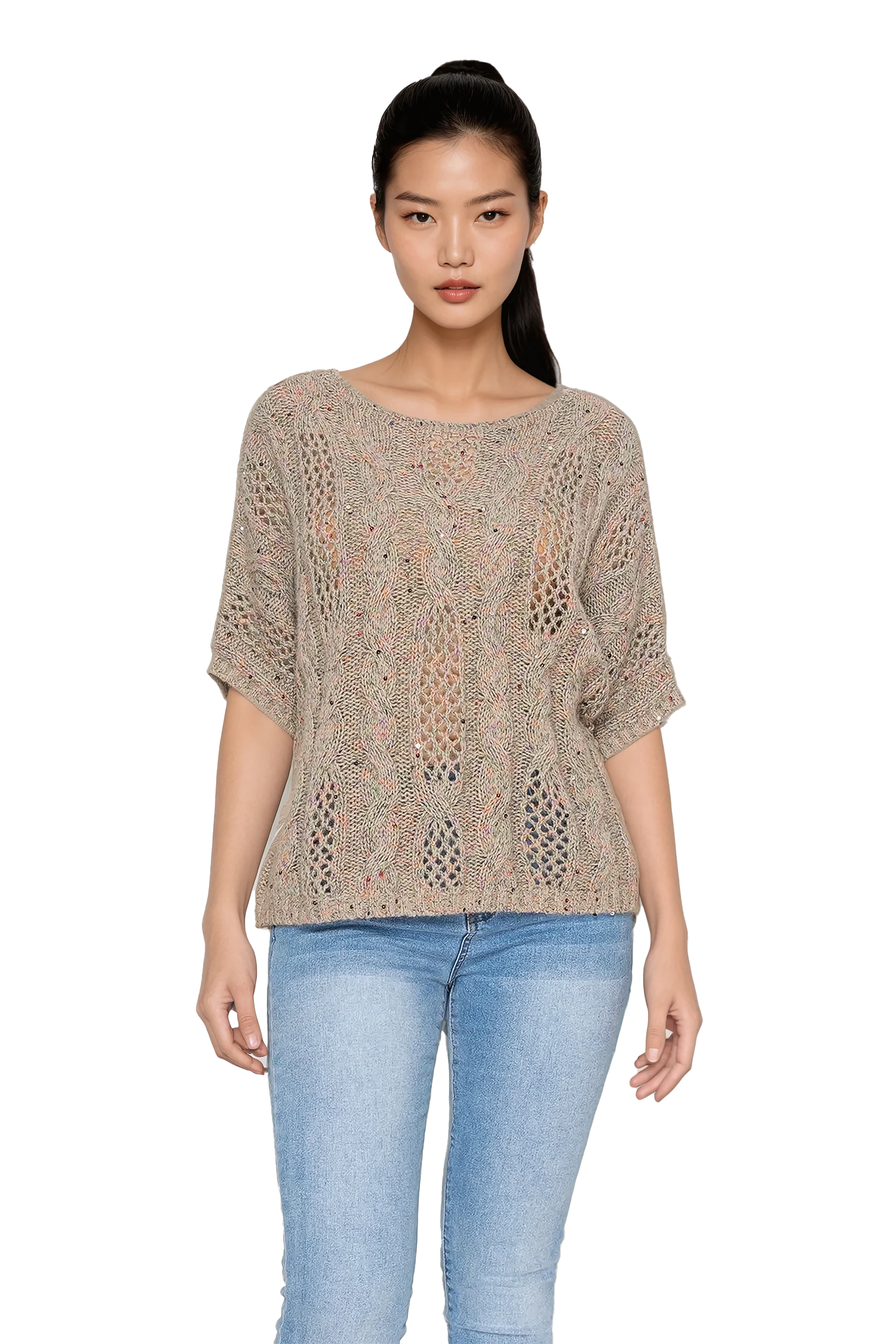 Women's Open-knit sweater - Korean Fashion