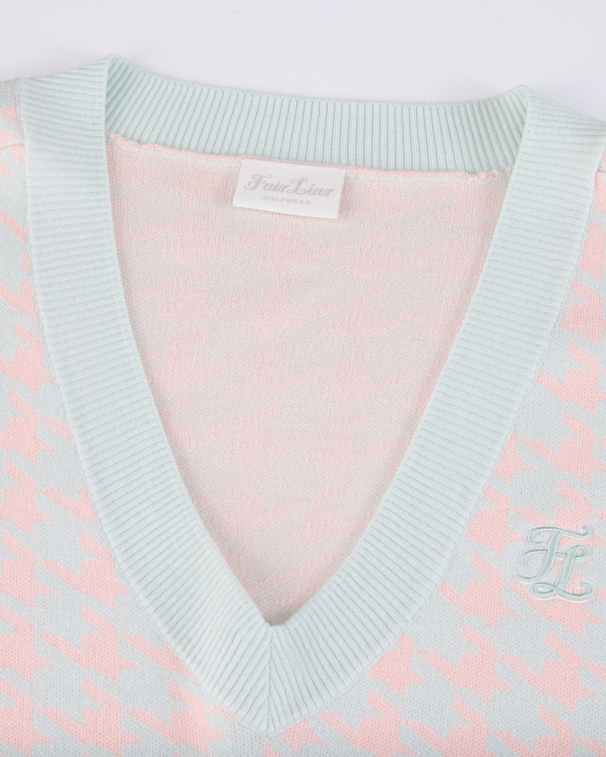 [Fair Liar] Pastel Houndstooth Knit Cropped Vest