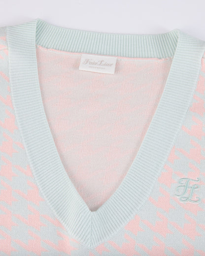 [Fair Liar] Pastel Houndstooth Knit Cropped Vest