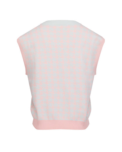 [Fair Liar] Pastel Houndstooth Knit Cropped Vest