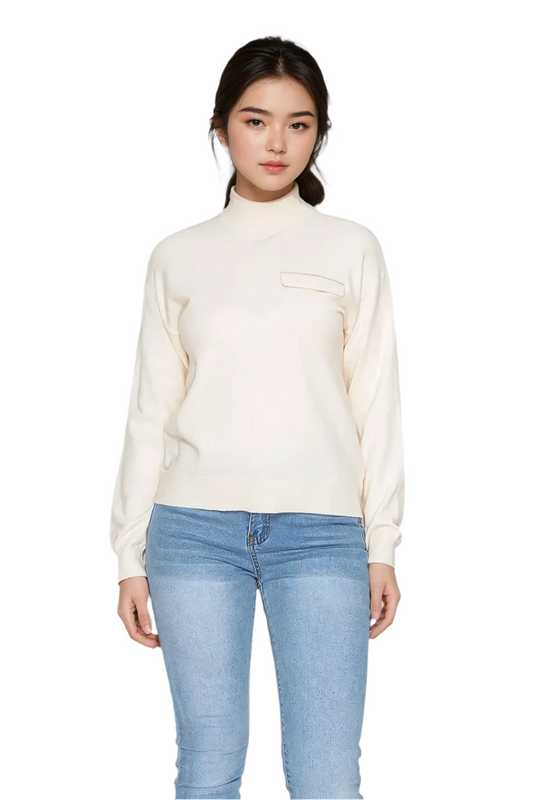 Women's ivory knit sweater - Korean Fashion