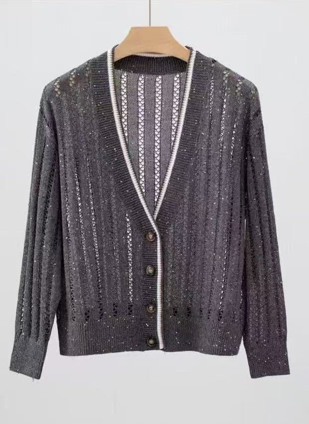 Women's Sequin Cardigan in Gray - Korean Fashion