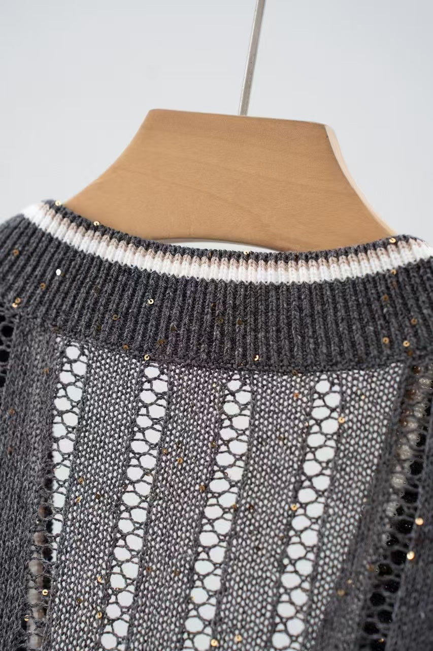Women's Sequin Cardigan in Gray - Korean Fashion