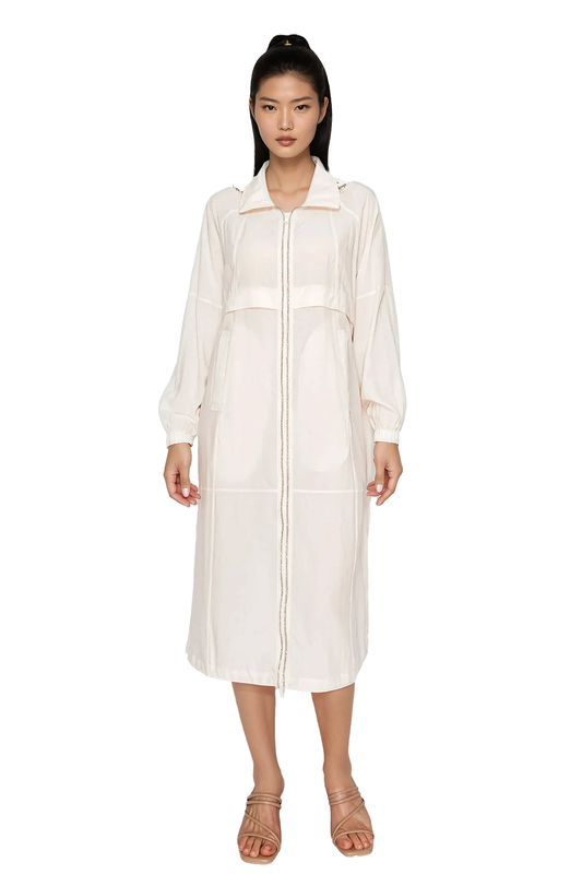 Women's Lightweight longline zip-up jacket - Korean Fashion