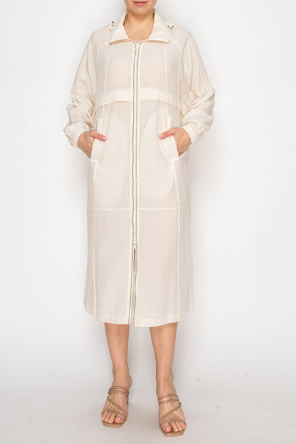 Women's Lightweight longline zip-up jacket - Korean Fashion