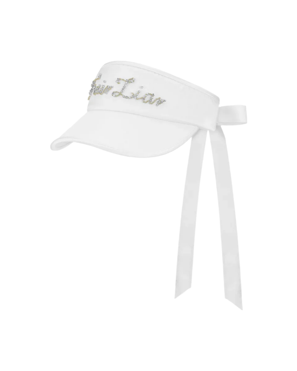  Luxe Crystal Embellished Ribbon Visor