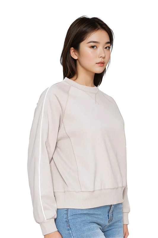 Women's beige sweatshirt - Korean Fashion