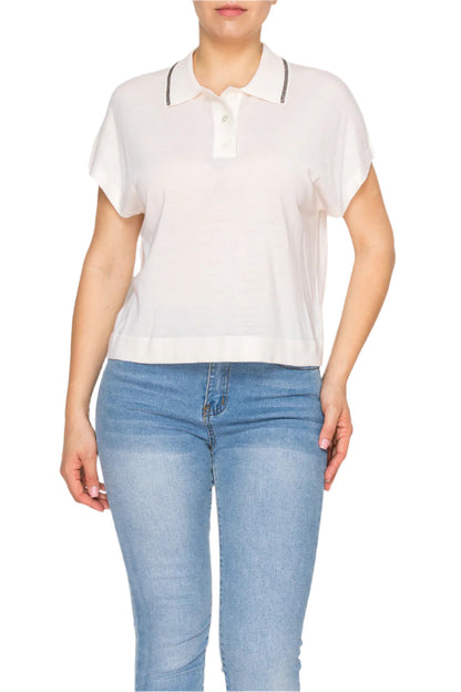 Relaxed fit polo T-shirt for women – Korean fashion