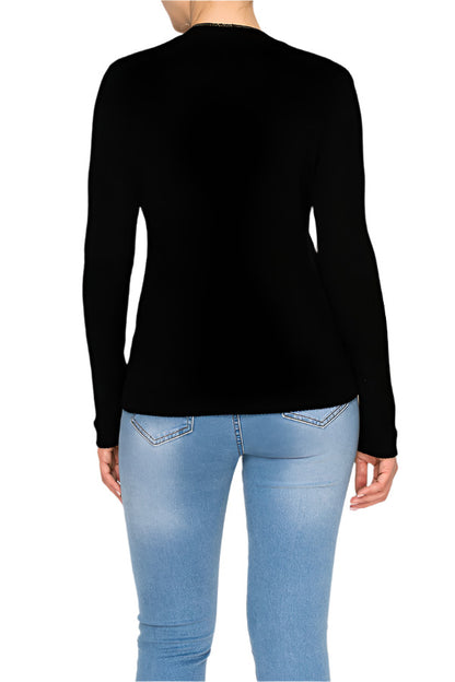 Women's ribbed sweater with deep V-neckline - Korean Fashion