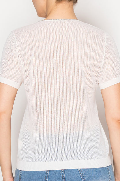Women’s V-neck sheer knit top - Korean Fashion