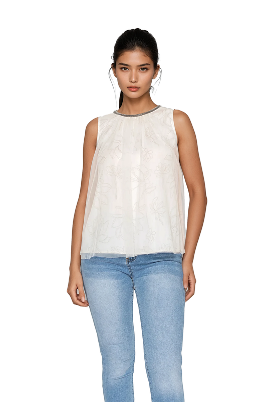 Women’s sheer sleeveless blouse - Korean Fashion