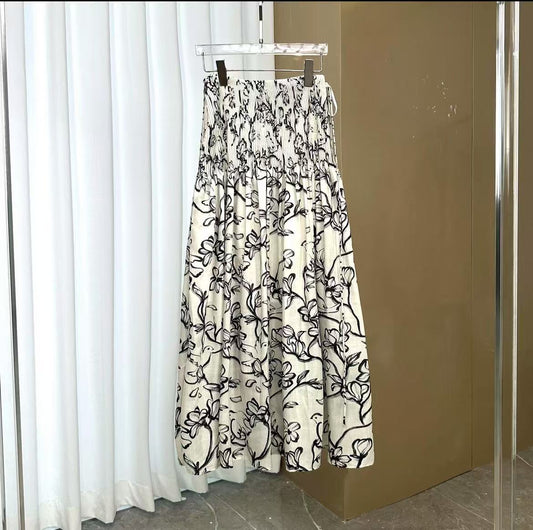 Women's floral print maxi skirt - Korean Fashion