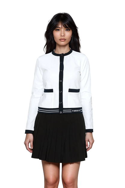 Women's black and white knit cardigan by Torbist