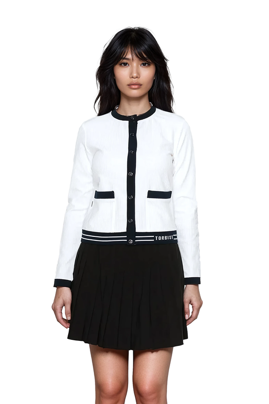 Women's black and white knit cardigan by Torbist