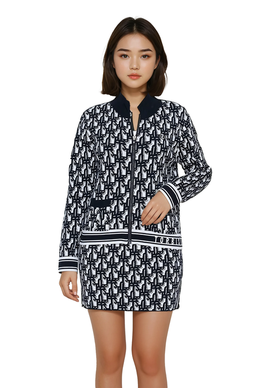  Women's zip-up knit jacket by Torbist featuring monogram pattern – stylish Korean activewear