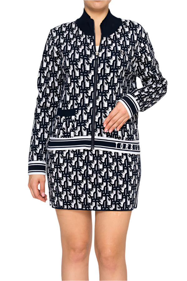  Women's zip-up knit jacket by Torbist featuring monogram pattern – stylish Korean activewear