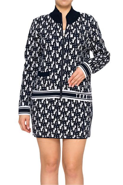  Women's zip-up knit jacket by Torbist featuring monogram pattern – stylish Korean activewear
