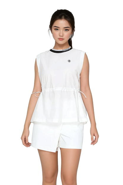 Torbist drawstring peplum golf blouse in white