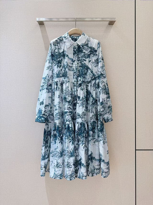 Women's printed shirt dress - Korean Fashion