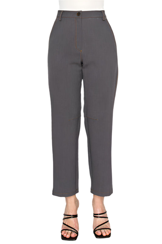 Women’s high-waisted tailored gray trousers - Korean Fashion
