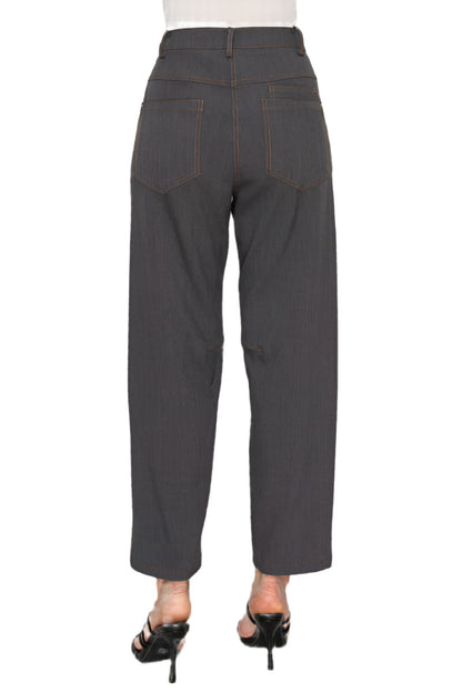 Women’s high-waisted tailored gray trousers - Korean Fashion