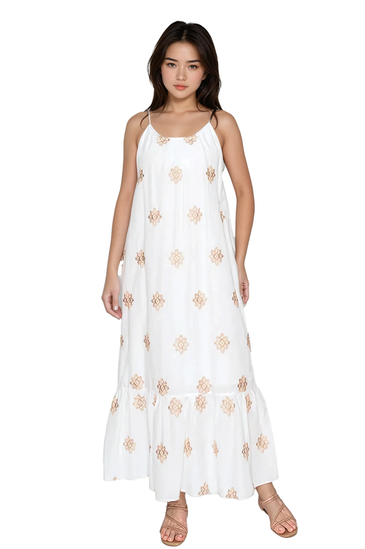 women's boho-chic embroidered maxi dress –  Korean fashion