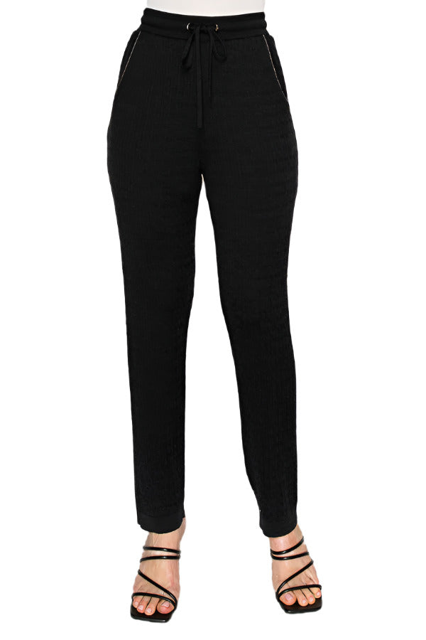 Women's black ribbed knit matching set - Korean Fashion